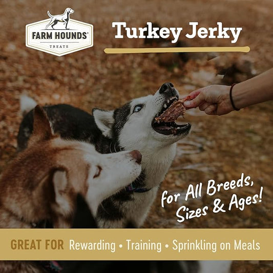 Farm Hounds - Premium Natural Turkey Jerky for Dogs - 100% Humanely Raised Turkey - Break-to-Size - Great for Training & Treats - No Added Fillers - Made in USA - 3.5 oz - 2 Pack