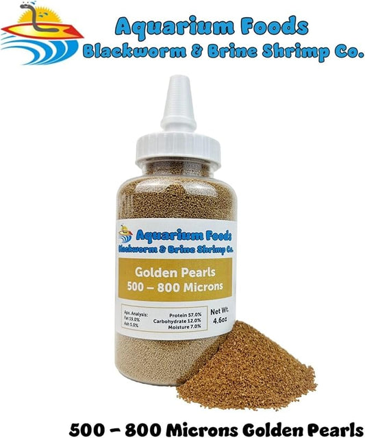 Aquatic Foods Inc. Small Fry Food Micro 500-800 Golden Pearls Baby Food for Newborn & Juvenile Freshwater Fish, Marines, Corals, Anemones, Baby Koi and Pond Fish…4.6oz Squeeze Bottle
