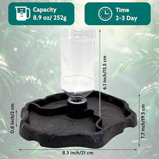 9oz Reptile Water Bottle, Turtle Food and Water Bowl Automatic Feeders Waterer Tortoise Dispenser Bottle Feeding Dish for Lizard Chameleon