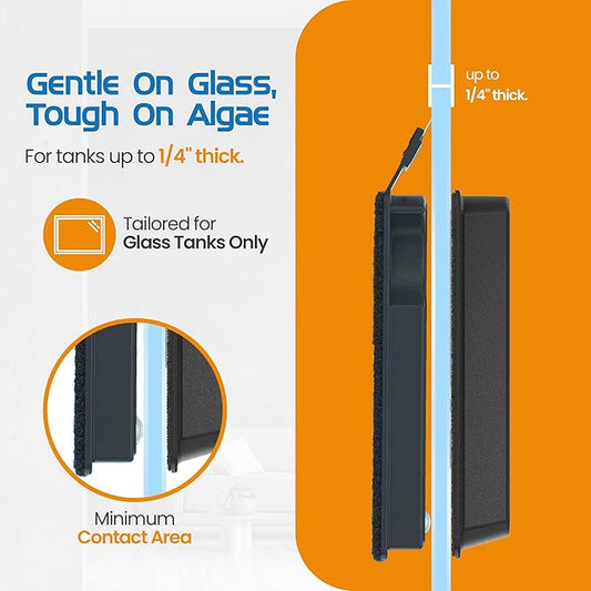 Flipper Cleaner Float - 2-in-1 Floating Magnetic Aquarium Glass Cleaner - Fish Tank Cleaner - Scrubber & Scraper Aquarium Cleaning Tools - Floating Fish Tank Cleaner, Nano