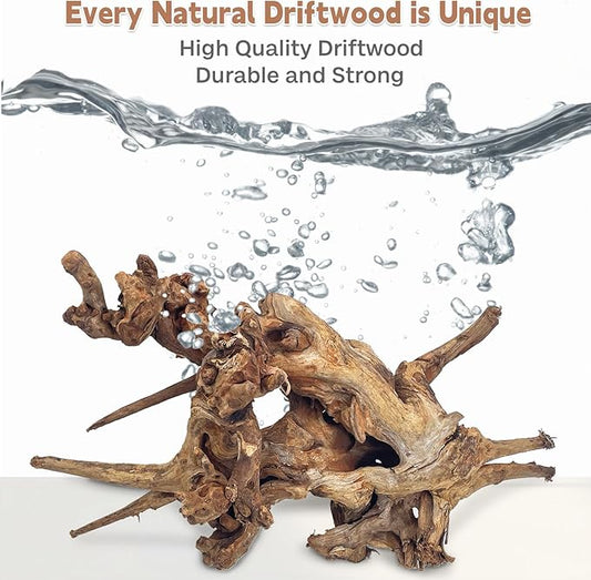 PINVNBY Natural Driftwood for Aquarium Fish Tank Decorations Assorted Branches Bearded Dragon Tank Accessories Terrarium Decor (6.5-12 inches/4 Pack)