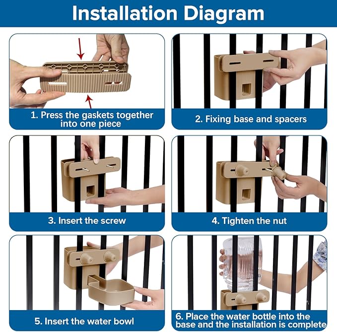 50 oz Rabbit Water Dispenser,Gravity Dog Water Bowl Dispenser for Cage,Auto Water Bottle for Ferret,Cat,Dog and Other Animals, Compatible with Widemouth Cages