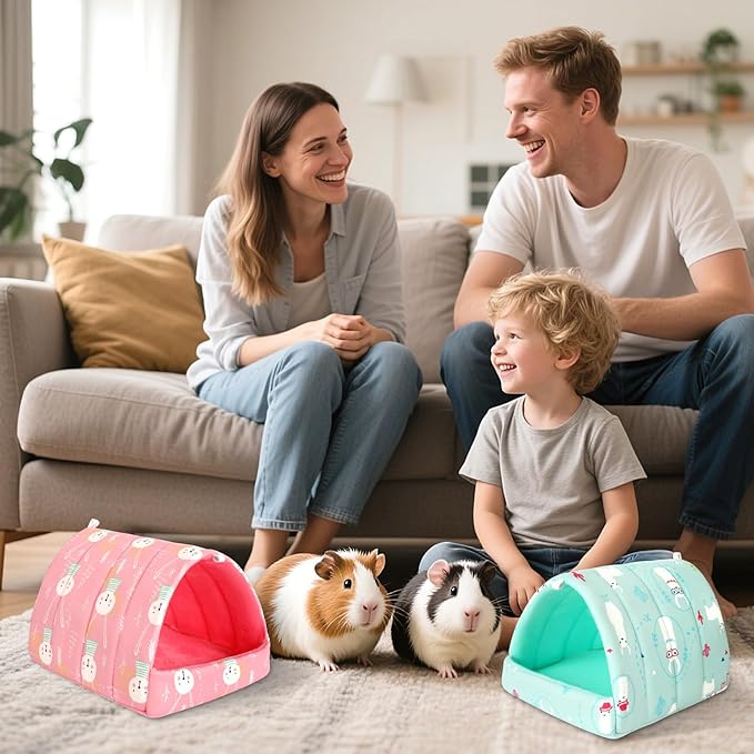 UPINS 2 Pack Guinea Pig Bed, Guinea Pig Hideout Washable Small Animal House Cage Accessories for Dwarf Rabbits Chinchillas Hamsters Hedgehogs Ferrets Bearded Dragons and Rats