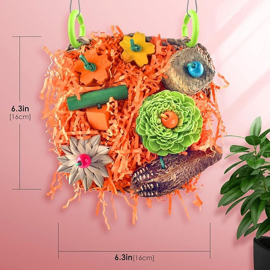 KATUMO Bird Toys, Conure Grass Mat Shredder Toys Parakeet Toys Parrot Foraging Toys for Cockatiel Conure Lovebird Parakeet Small to Medium Birds