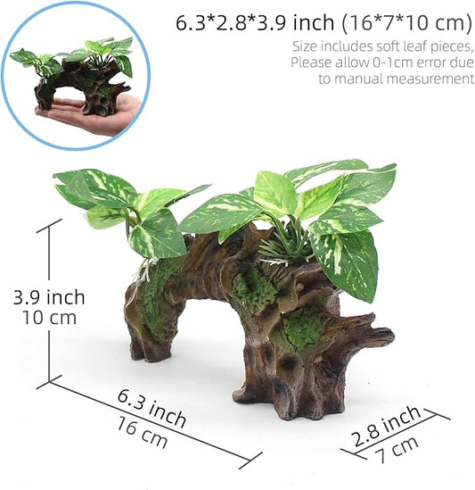 Aquarium Decor Ornaments Artifical Driftwood Cave Fish Tank Decorations Silk Aquarium Plants for Betta Fish Tank Accessories