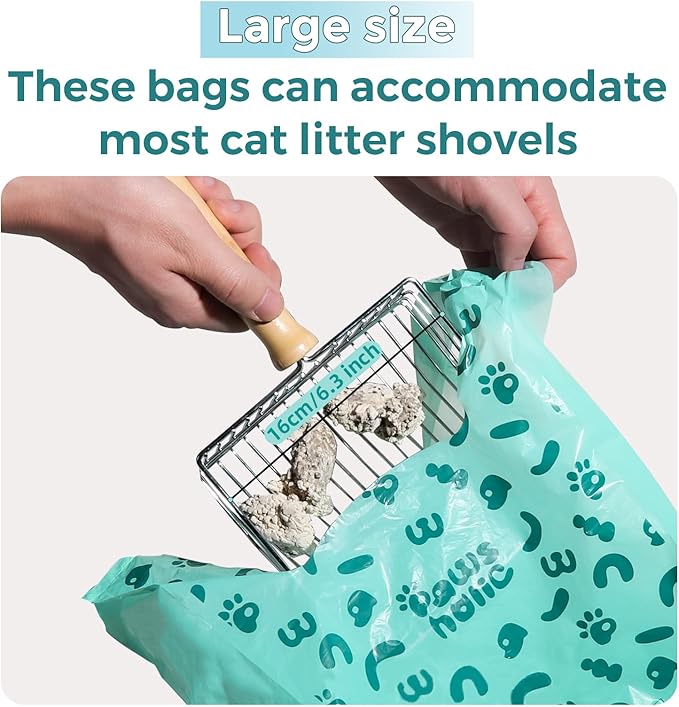 Cat Litter Disposal Bags and Dog Poop Bags with Handle, 360 Counts, Lavender Scented,Corn Starch Blend Extra Thick and Guaranteed Leak Proof Poop bags for Kitty and Doggy