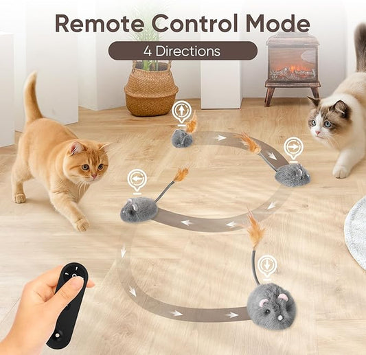 Cat Mouse Toy Remote Control Cat Toy Moving Interactive Cat Toys for Indoor Cats with 2 Modes,3 Adjustable Speeds
