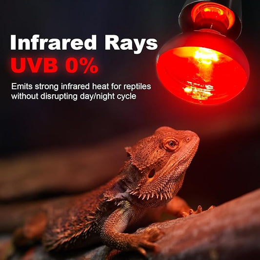 MIXJOY 150W Infrared Heat Lamp Bulbs, 2 Pack Reptile Infrared Heat Emitter Red Heat Lamp Bulbs Infrared Basking Light Bulbs for Reptiles, Bearded Dragon, Lizard, Tortoise, Chickens, Pets