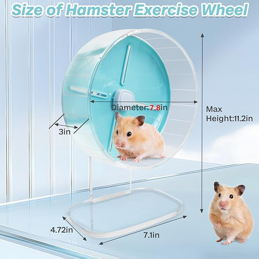 kathson Hamster Exercise Wheel 7.87 in Silent Spinning Running Wheels with Stand for Hamsters, Gerbils, Mice and Other Small Pets (Blue)