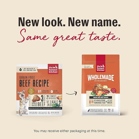 The Honest Kitchen Human Grade Wholemade™ Dehydrated Grain Free Beef Dog Food, 2 lb Bag