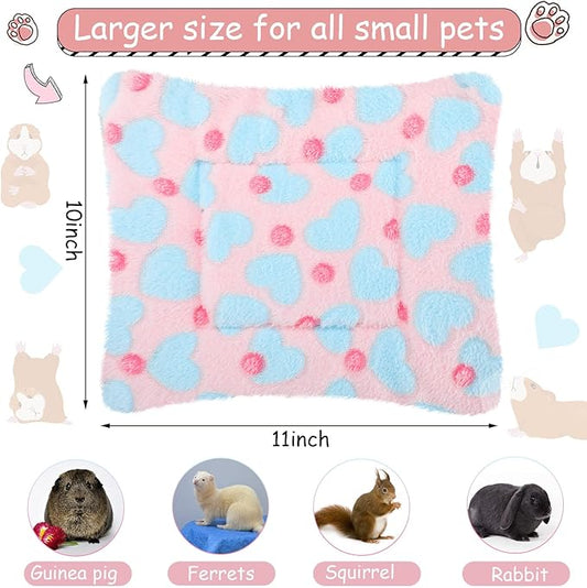 Jetec 3 Pcs Bunny Guinea Pig Beds Soft Bunny Mats Warm Guinea Pig Mat Small Animal Winter Bed Pads Fleece Sleeping Pads for Indoor Rabbit Hamster Squirrel Hedgehog Chinchilla Ferret(Heart)