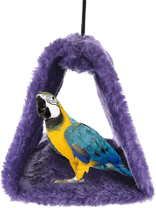 Winter Warm Bird Nest House Shed Hut Hanging Hammock Finch Cage Plush Fluffy Birds Hut Hideaway for Hamster Parrot Macaw Budgies Eclectus Parakeet Cockatiels Cockatoo Lovebird (S, Purple)