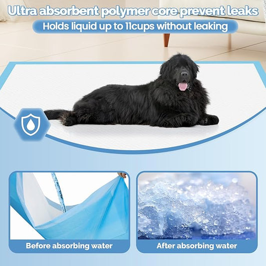 Bulubaky Heavy Absorbent Enormous 54"x37" Pee Pads for Large Dogs, Quick Dry Disposable Puppy Pee Pads, Thicken Strong Leak-Proof Backing Dog Pads 150Counts