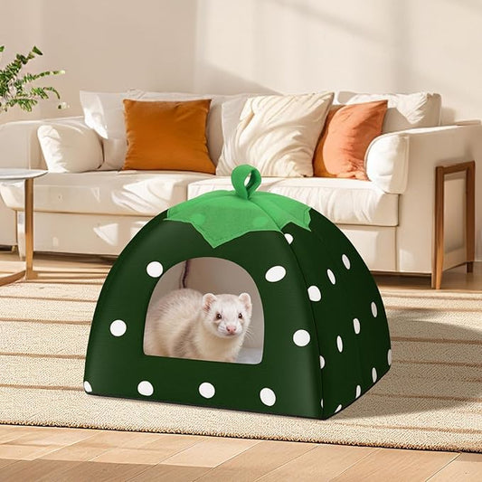 Guinea Pig Hideout for Small Animals(Guinea Pig Bed with Warm Fleece, Washable Pet Cushions, Winter Sleeping Warmth)