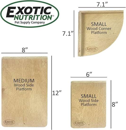 Wood Platform Set - 3 Pack Cage Accessory Shelves Assorted Sizes - for Chinchillas, Rats, Prairie Dogs, Degus, Ferrets, Birds, Sugar Gliders, Rabbits, Guinea Pigs, & Other Small Pets