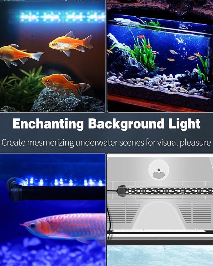 Pawfly 6.5 W Aquarium LED Light 12 Inch 24/7 Fish Tank Light with Full Spectrum IPX8 Waterproof Lights Multi-Colored LEDs with D/N Mode Single Color Effects Timer and Adjustable Brightness