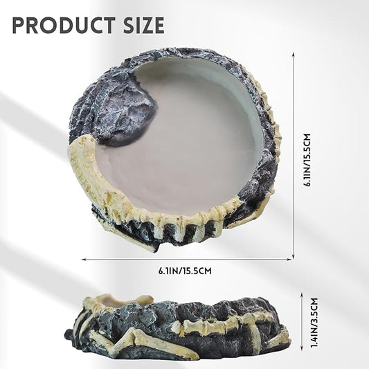 Reptile Food Water Bowl Resin Rock Gecko Feeding Dish Tortoise Feeder Food and Water Plate Amphibian Drinking Basin Reptile Habitat Tank Accessories for Turtle Lizard Leopard Gecko Chameleon