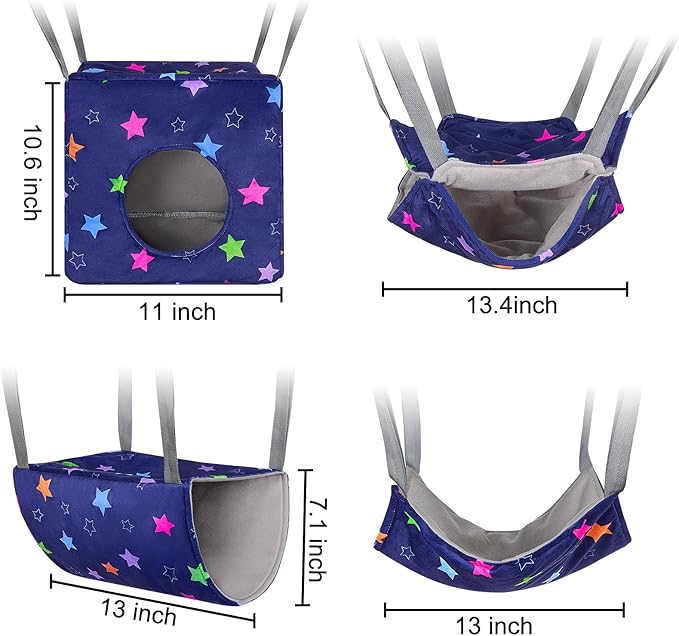 Glittme Ferret Hammock 4 Pack Ferrets Cage Accessories Washable Rat Hammock on Ferrets Cage Soft Guinea Pig hammocks for Rat, Sugar Glider, Squirrel, Guinea Pig
