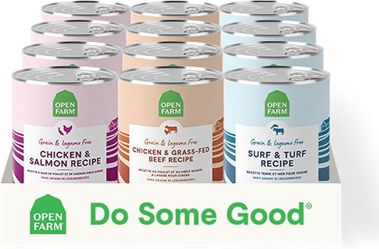 Open Farm Canned Dog Food Variety Pack, Paté for Complete & Balanced Nutrition, Grain-Free & Legume-Free Wet Dog Food, 12.5oz Cans (Pack of 12)