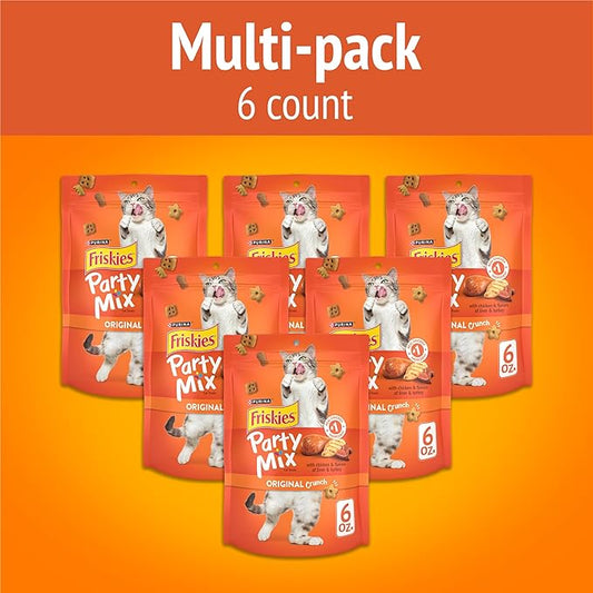 Purina Friskies Cat Treats, Party Mix Original Crunch - (Pack of 6) 6 oz. Pouches