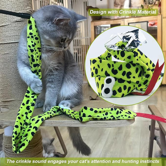 Interactive Cat Toy Wand with Crinkle, Cat Teaser Wand Rainbow String for Bored Indoor Adult Cats and Kittens (6 Pack)