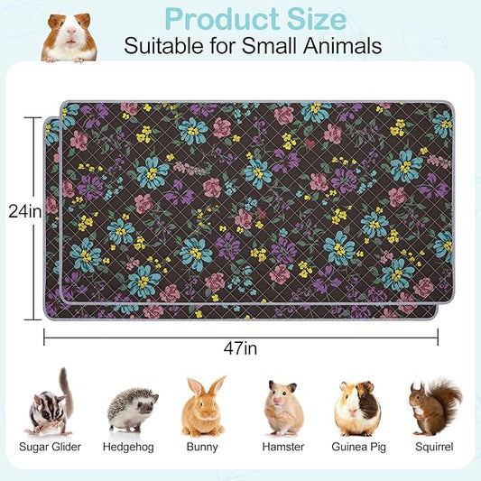 2 Pack Guinea Pig Bedding, Washable Guinea Pig Cage Liner Reusable Guinea Pig Mat Waterproof Guinea Pig Bedding for Cage, Super Absorbant Guinea Pig Pee Pads for Small Animals Hamster Rabbit Squirrel