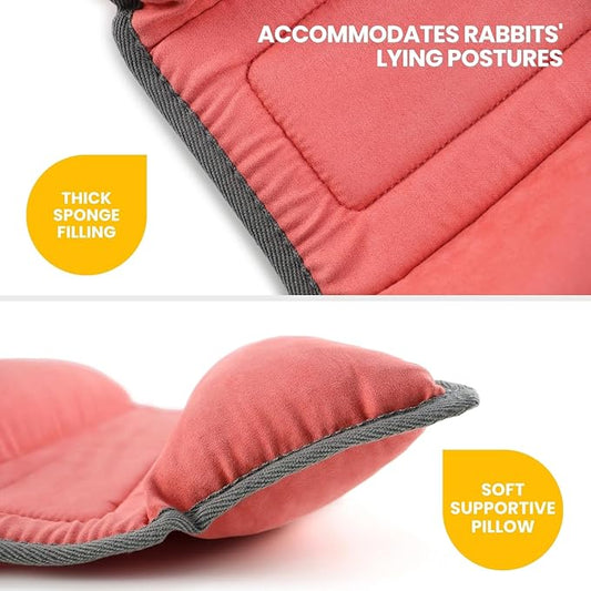 Rabbit Bed, Washable Bunny Pillow, Reversible Lounger Pad, Soft Small Animal Bedding, Stress Relief Pet Mat for Kittens, Guinea Pigs, Puppies