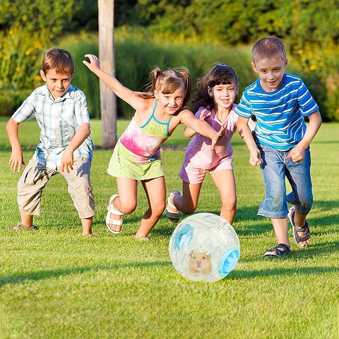 4.9" Hamster Wheel, Exercise Ball & Wheel - Silent Running Toy with Anti-Skid, Transparent Hamster Ball, Breathable Design & Rope for Easy Carry, for Little/Dwarf Mouse, Blue