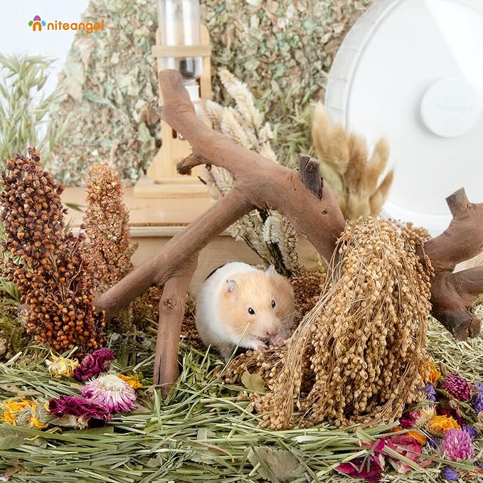 Niteangel Natural Flower & Herb Bedding Habitat Decor - for Hamsters Gerbils Mice Lemming Degus or Other Small Pets (Harvest Wind - Natural Poem Version)