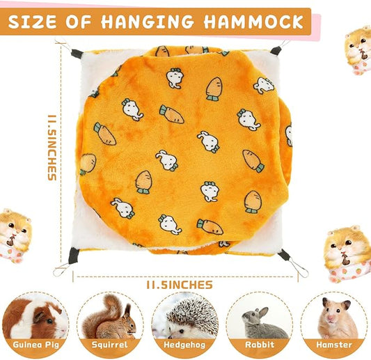 Sadnyy 6 Pieces Guinea Pig Rat Hammock Three Layer Ferret Bed Small Animal Hanging Pet Cage Hammock for Chinchilla Rat Sugar Glider Squirrel Reptiles(Trendy Pattern)