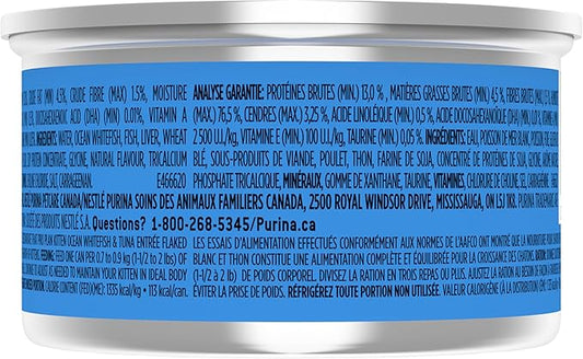 Purina Pro Plan Wet Kitten Food, Flaked Ocean Whitefish and Tuna Entree - (Pack of 24) 3 oz. Pull-Top Cans
