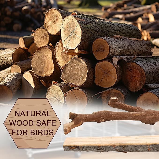 Bird Ladder Perches for Cage, Pole Standing Natural Wood Birds Perch Set, Climbing Chewing Toys, Paw Grinding Fork Parrot Cage Branch with Rope for Macaw Budgie Lovebirds