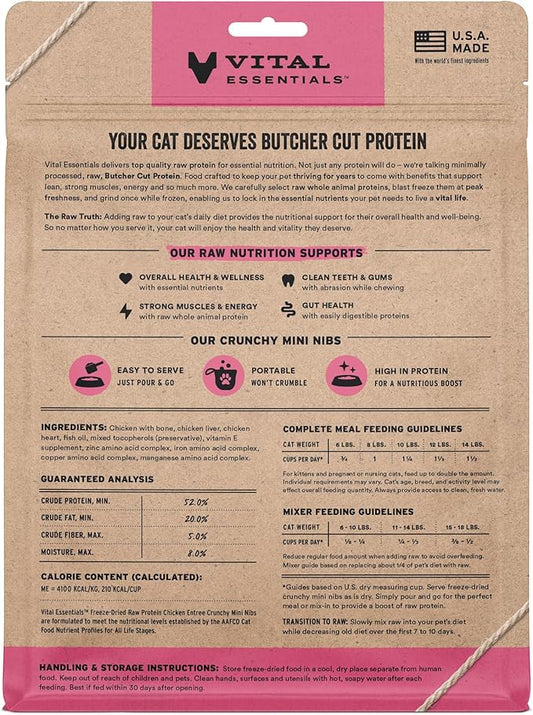 Vital Essentials Freeze-Dried Raw Chicken Meal or Mixer Cat Food Crunchy Nibs, 8 oz