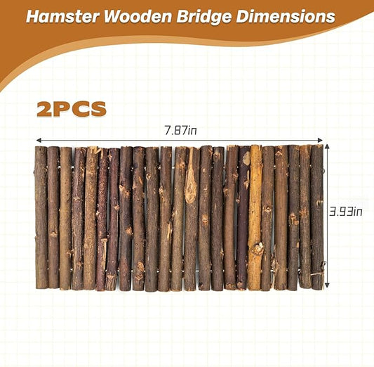 PINVNBY 2 PCS Hamster Toys, Wooden Hamster Ladder Bridge Tunnel Hide, Guinea Pigs Cage Accessories Natural Hideout for Small Animals Chinchillas Guinea Pigs Mouse Rat Ferret Rodents