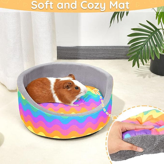 Glittme Soft Rabbit & Guinea Pig Bed - Thick Removable Mat, Machine Washable, Cozy Cuddler Cup Bed for Guinea Pig, Rabbit, Ferret