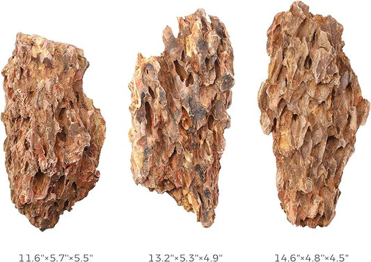 10-12 Inches Natural Dragon Stone 3 PCS Extra Large Aquarium Rocks for Aquascaping, Aquarium Landscaping, Terrariums, Fish Tank Decoration, Vivariums, Paludarium, Amphibian Enclosures