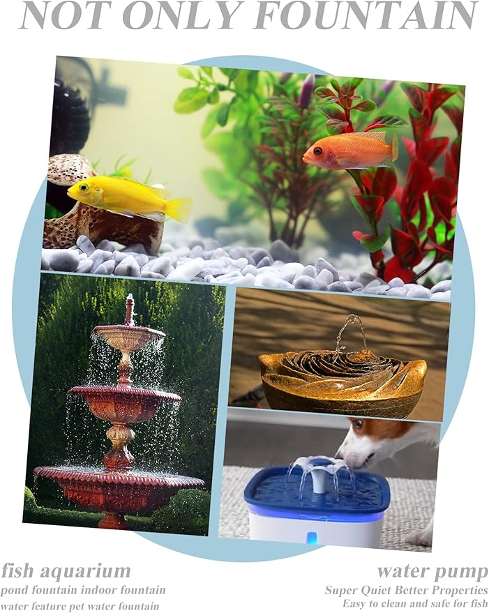 alizzy 100GPH Small Submersible Water Pump(360L/H, 5w), Ultra Quiet Water Fountain Pump with 3ft. High Lift and 6ft. power cord for Aquarium, Fish Tank, Water Feature, Pet Fountain and Hydroponics