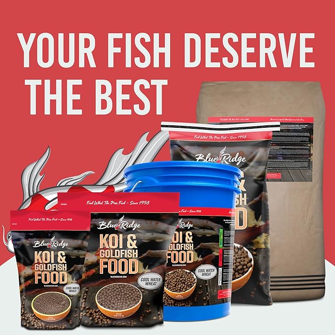 Blue Ridge Koi Fish Food 50lb - Cool Water Wheat 3/16", Fall and Winter Floating Pond Pellets, Ponds Fish Food
