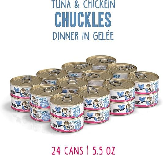 Weruva BFF Minced Natural Wet Cat Food, Tuna and Chicken Chuckles in Gelee, 5.5oz Can, Pack of 24