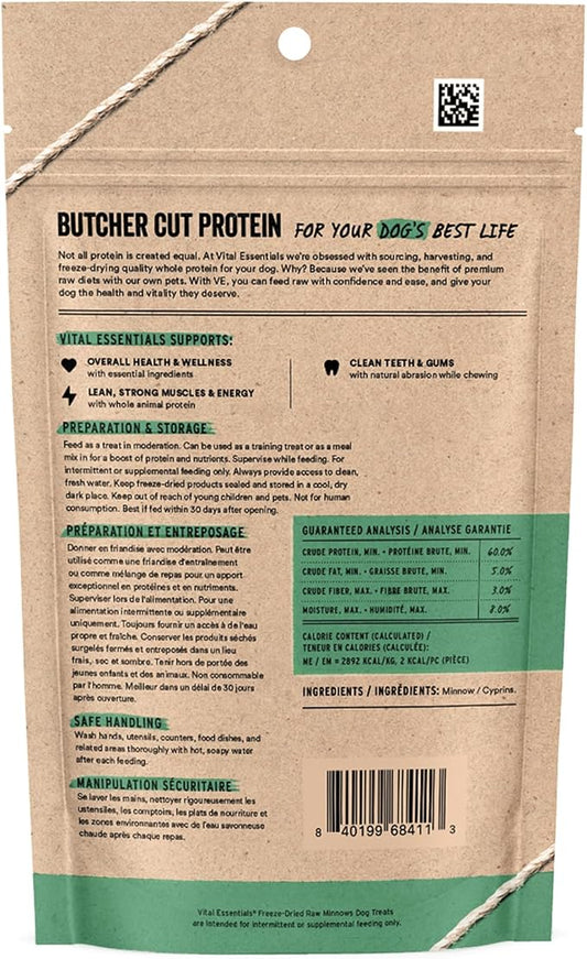 Vital Essentials Minnows Dog Treats, 2.5 oz | Freeze-Dried Raw | Single Ingredient | Premium Quality High Protein Training Treats | Grain Free, Gluten Free, Filler Free