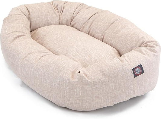 Majestic Pet 40 Inch Bagel Calming Dog Bed - Washable, Cozy Soft Round With Spine Support - Fluffy Donut 40x29x9 Inch for Large Dogs to Rest Their Head - Pink