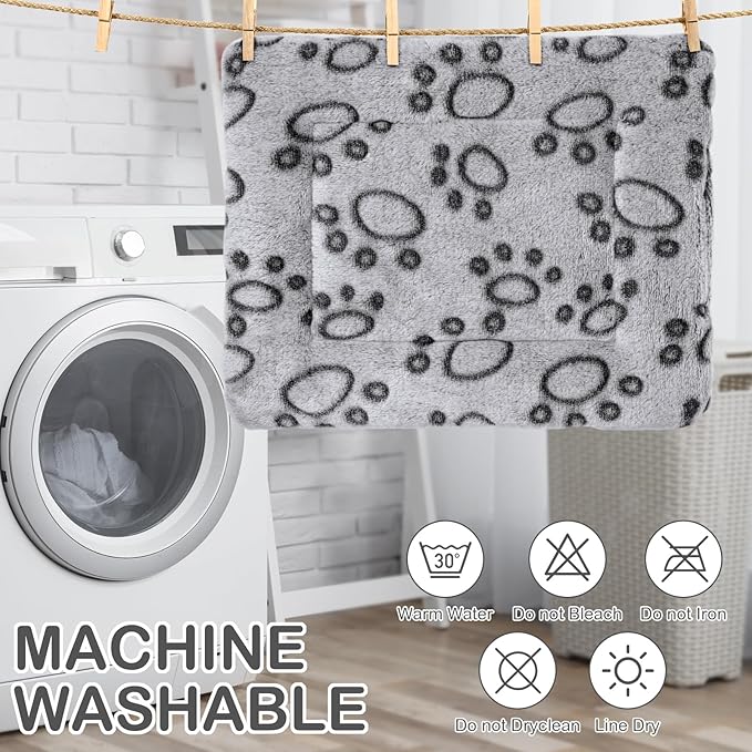 Haull 4 Pcs Waterproof Guinea Pig Bedding Winter Guinea Pig Bed Plush Cage Liners Soft Dog Cat Mat Reversible Winter Cozy Animal Pee Pad Hamster Bed Mat for Bunny(Gray Paw,13 x 10 Inch)