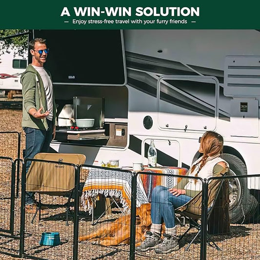 FXW Rollick Unleashed Dog Playpen for Indoor, Yard, RV Camping, 50 inch 8 Panels for Large Dogs, Black│Patented