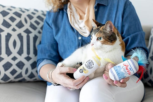 Pearhead Pet Crinkle, Feather, Catnip, and Teaser Pawty Time Cat Toy Set, Owner Playtime Accessory, Must Have Kitten Accessories