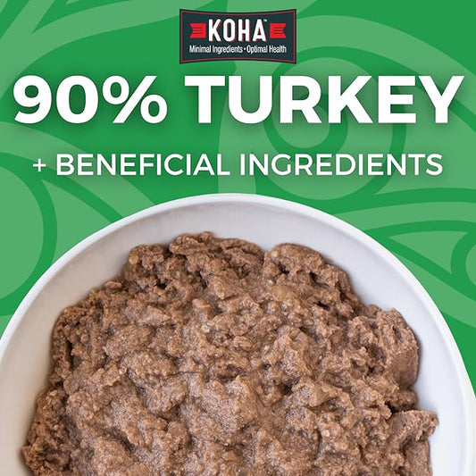 KOHA Limited Ingredient Diet Turkey Entrée for Dogs - Grain Free Wet Dog Food with No Fillers - Sensitive Stomach Canned Dog Food - 13 oz Pack of 12