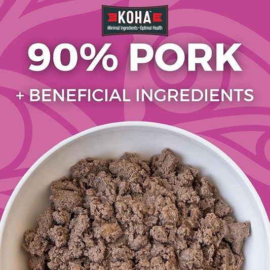 KOHA Limited Ingredient Diet Pork Entrée for Dogs- Sensitive Stomach Canned Dog Food - High Protein, No Fillers Pate Dog Food - 13 oz Pack of 12