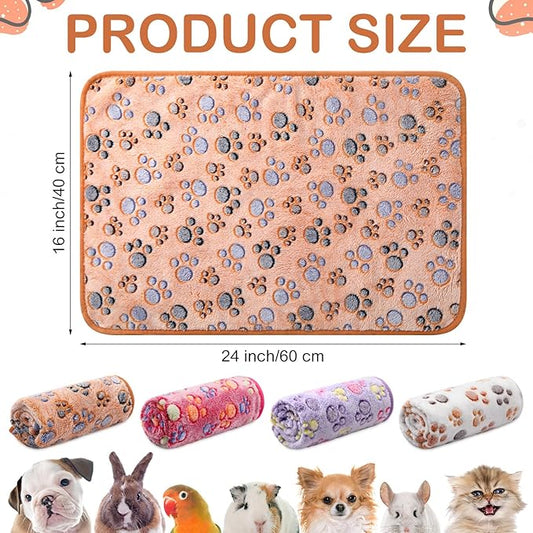 Tudomro 8 Pcs Guinea Pig Bedding Cage Liners Bulk Blankets Small Animal Flannel Throw Bedding Waterproof Absorbent Reusable Pet Pee Sleep Mat Pad Cover for Hamster Ferret(Paw,16 x 24 Inch)