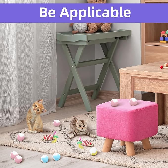 Two Color Plush Balls 40 Pcs 1.8 Inches and it Comes with Two Mouse Toys, Cat Kicker Exercise Toys, Silent Plush Elastic Ball for Kitty