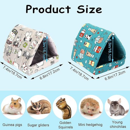 UPINS 2 Pack Guinea Pig Hideout,Guinea Pig Bed Washable Small Animal House Cage Accessories for Mouse Chinchillas Hamsters Hedgehogs Ferrets Bearded Dragons and Rats