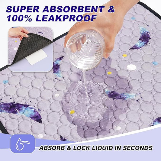 Washable Pee Pads for Dogs, 1 Pack Reusable Puppy Pads, Super Absorbent & Leakproof Dog Pads, Anti-Slip Dog Pee Pads for Puppy Training & Incontinence, Leaf Pattern, 72"x72"